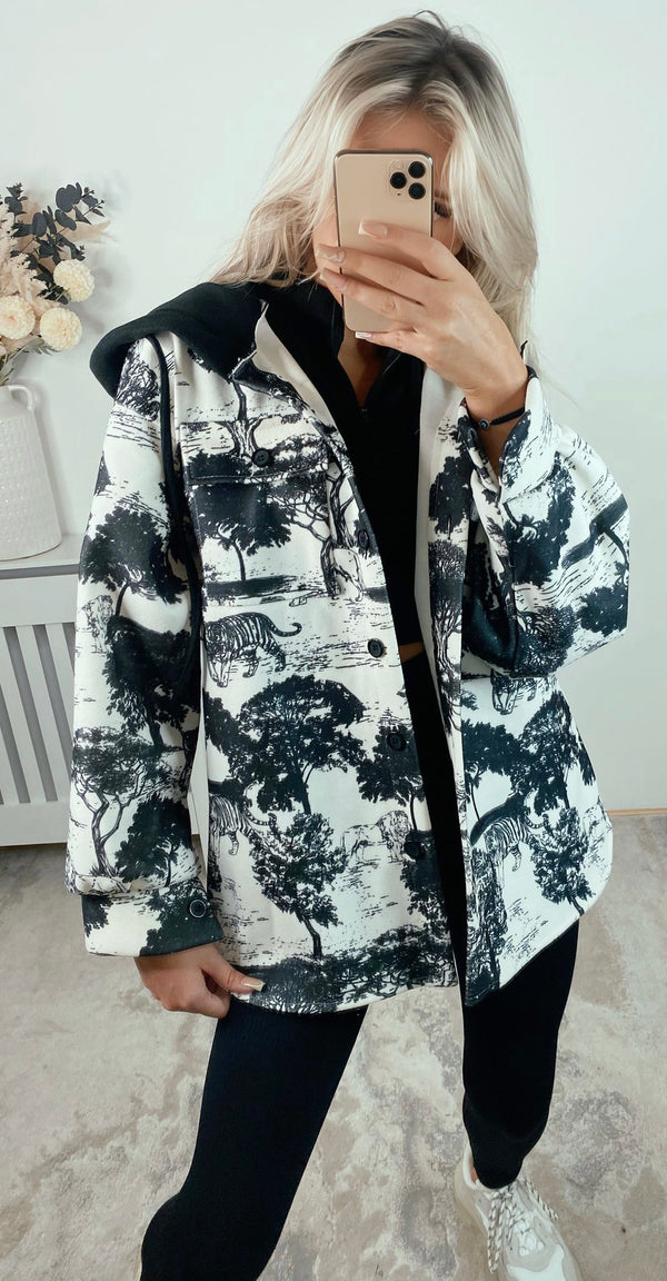 Print detail shacket