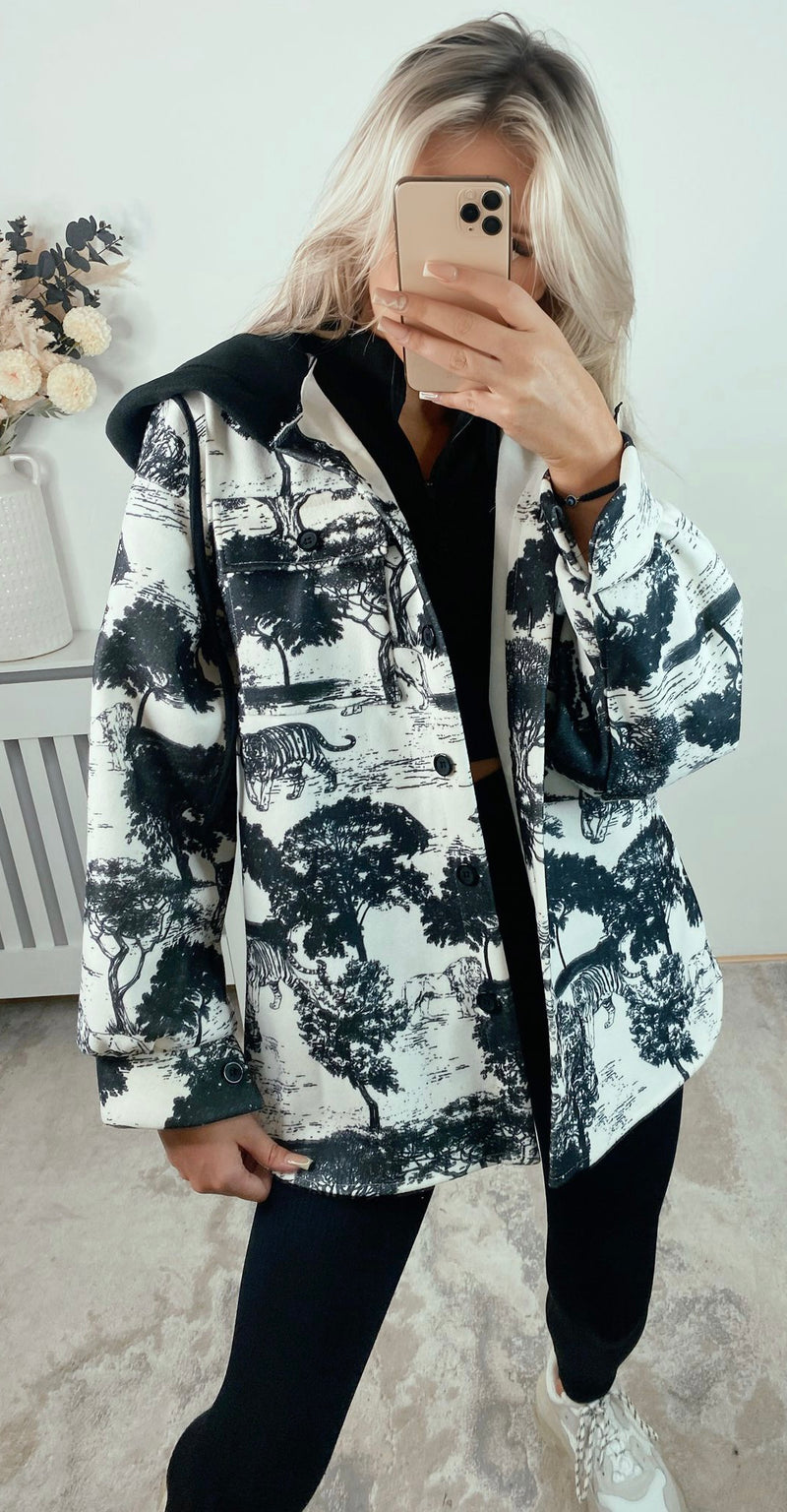 Print detail shacket