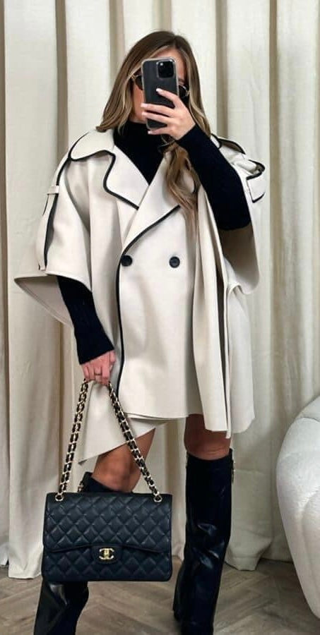 Cape style oversized jacket - beige