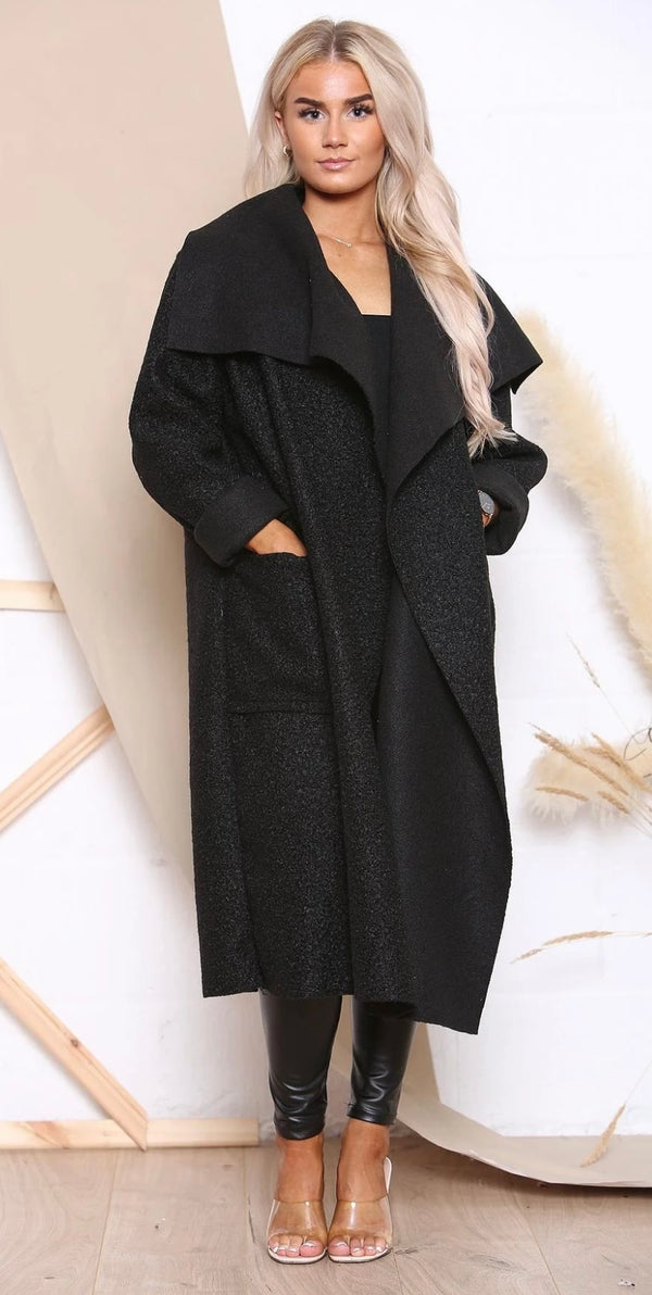 Boucle waterfall coat - Black