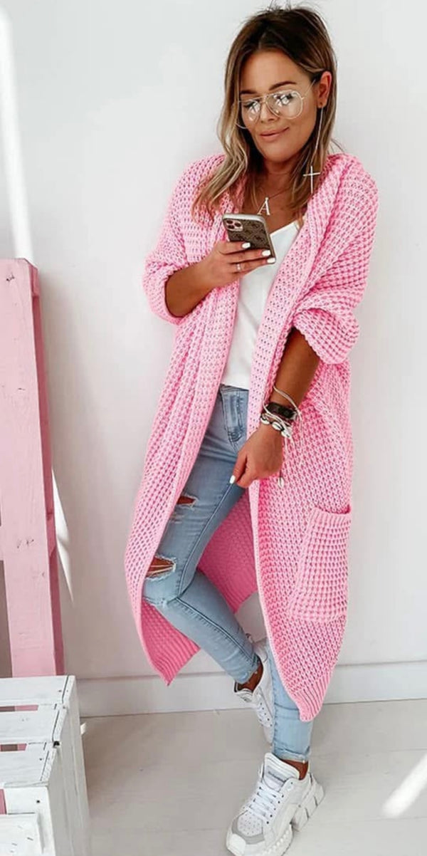 Barbie pink longline cardigan