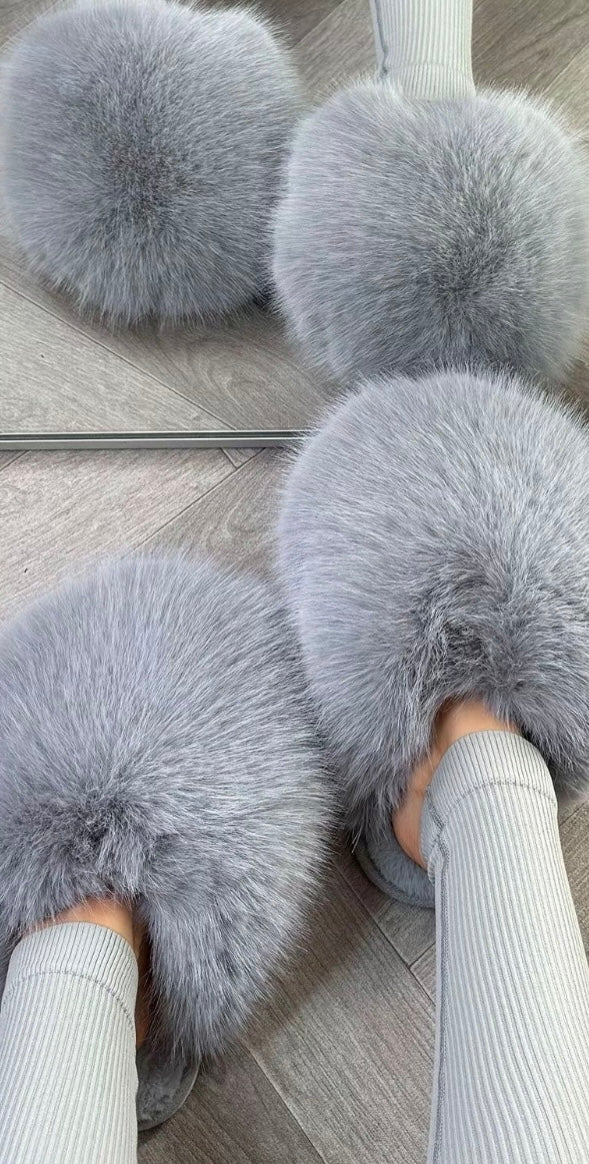 Extreme fur slippers - Grey
