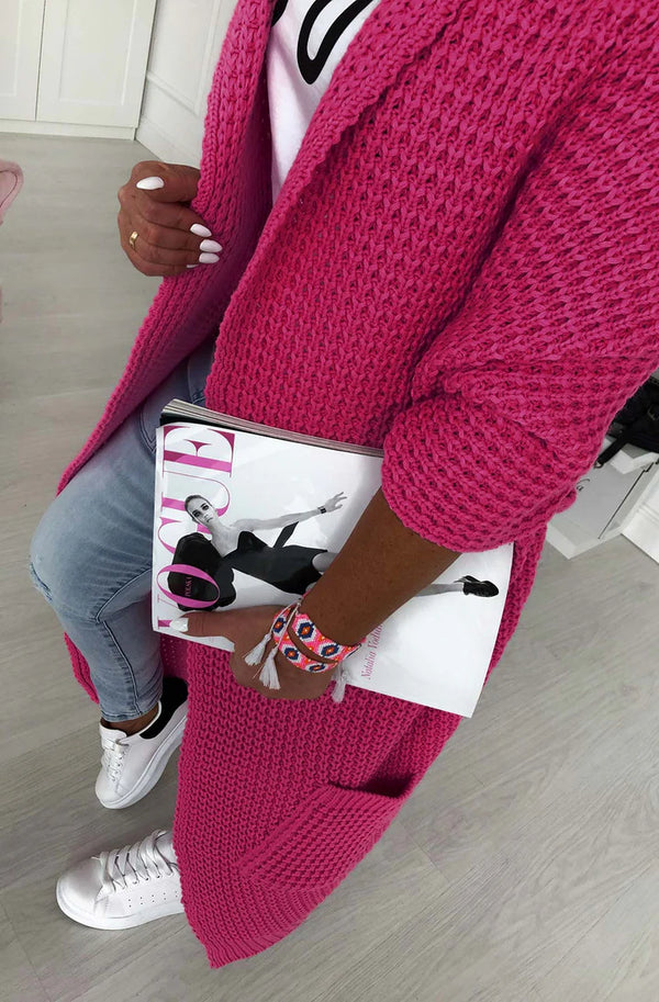 Deep pink longline cardigan