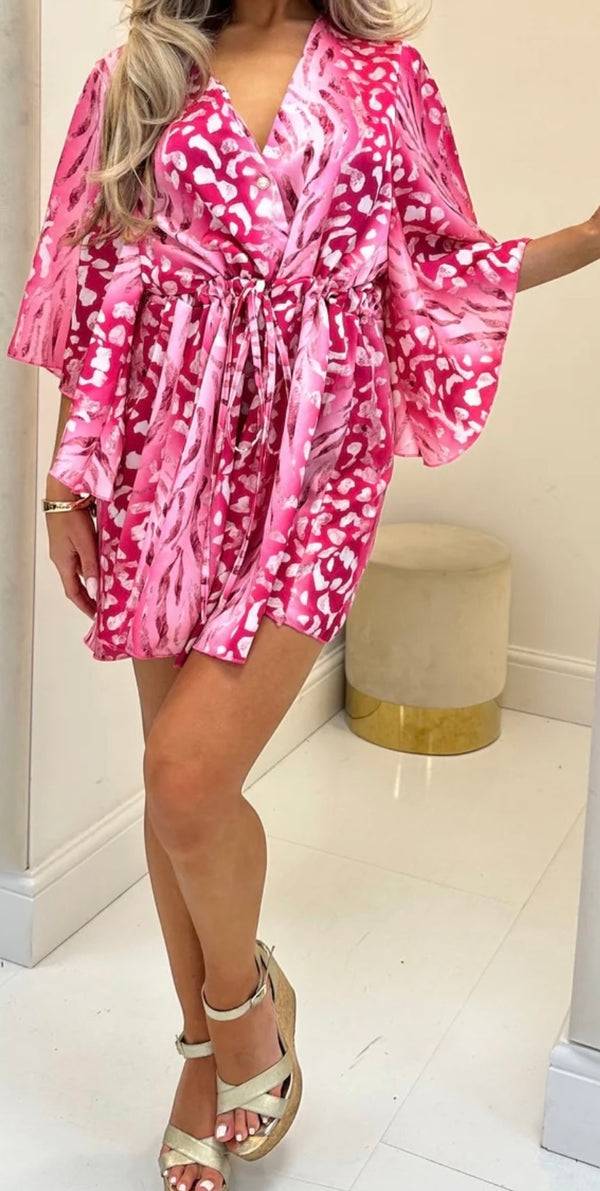 Leopard playsuit - pink