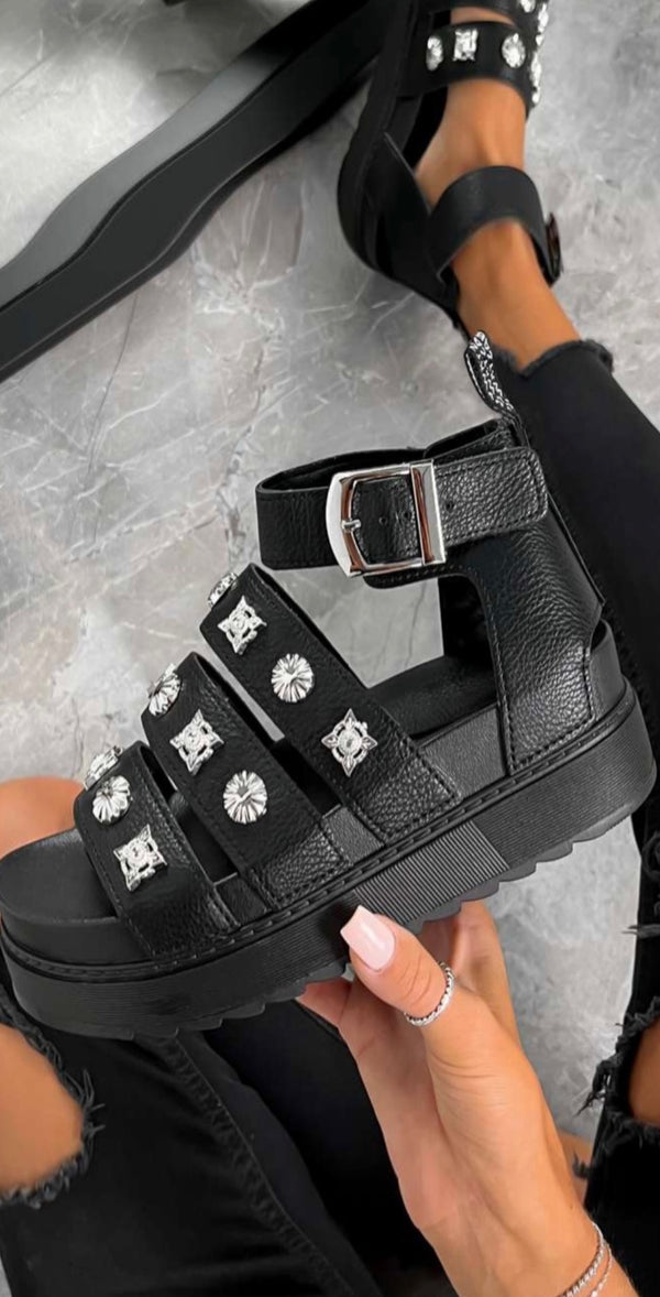 Studded chunk gladiator sandal
