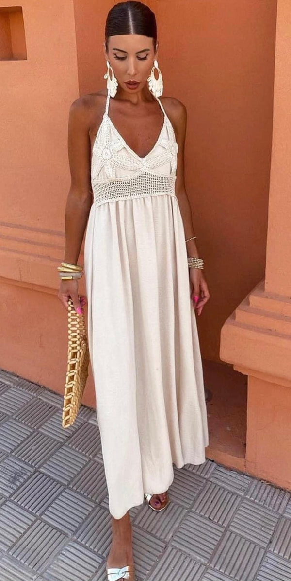 Crochet embellished maxi dress