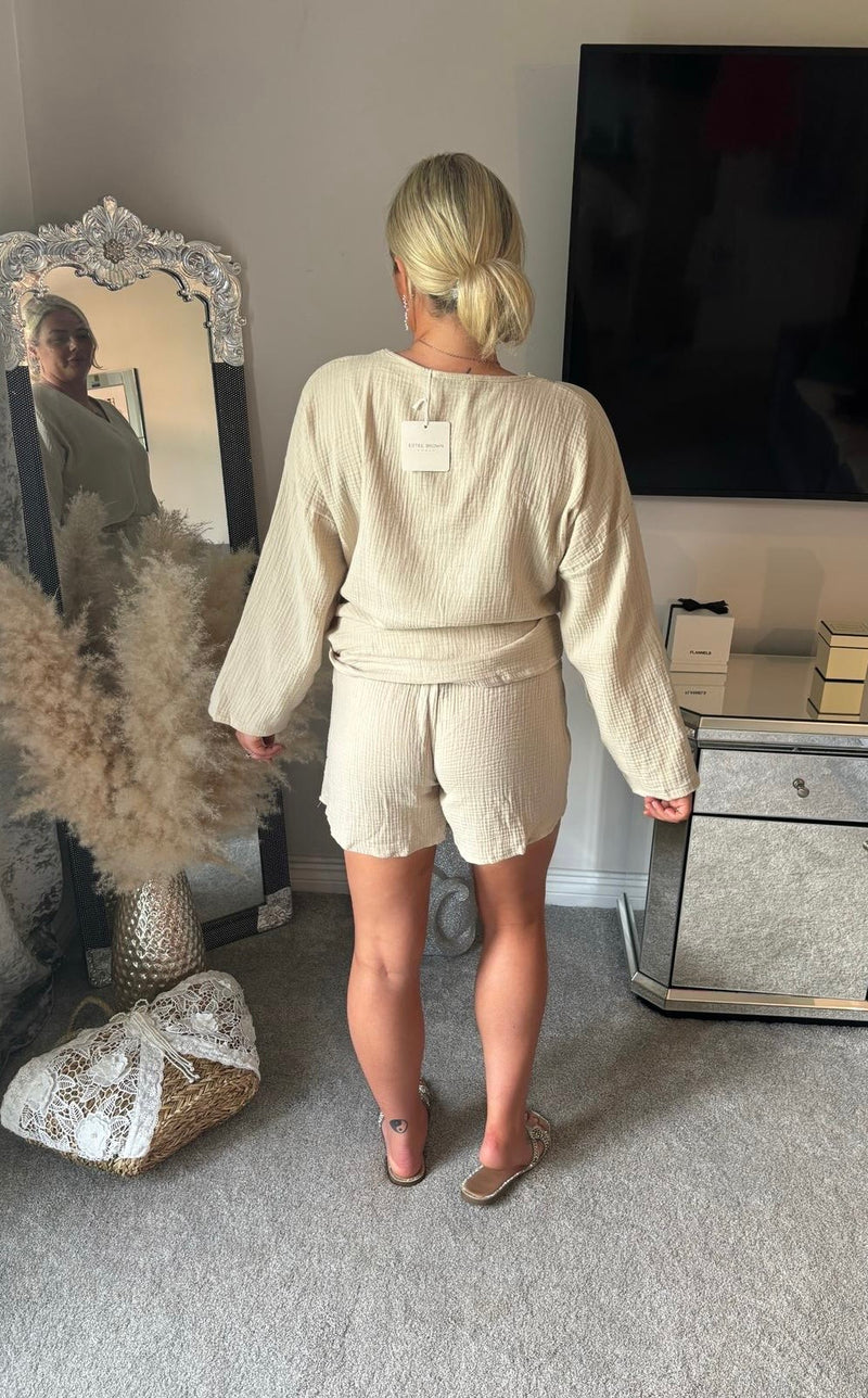 Cheesecloth co ord set - Beige