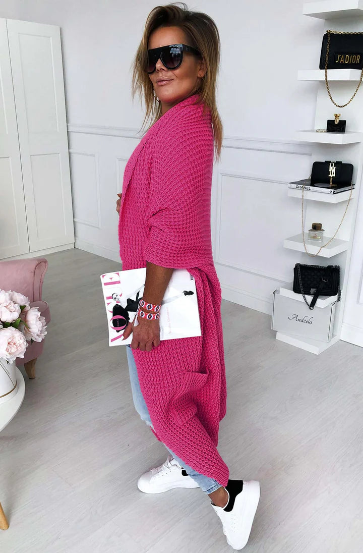 Deep pink longline cardigan