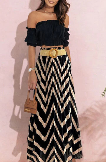 Chevron printed maxi skirt