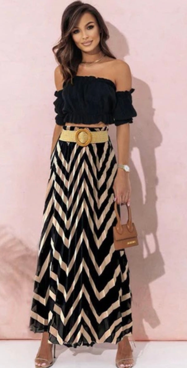 Chevron printed maxi skirt