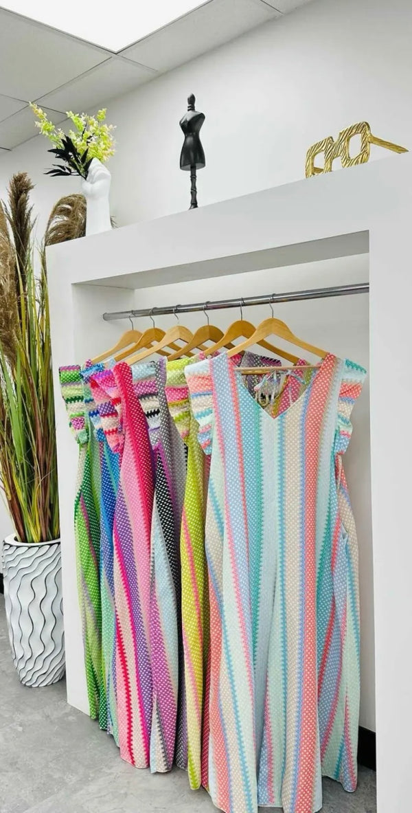 Candy cane stripe wide leg jumpsuit - light Aqua