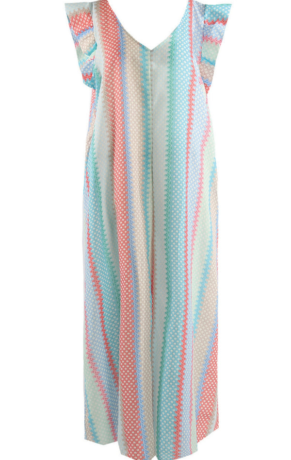 Candy cane stripe wide leg jumpsuit - light Aqua