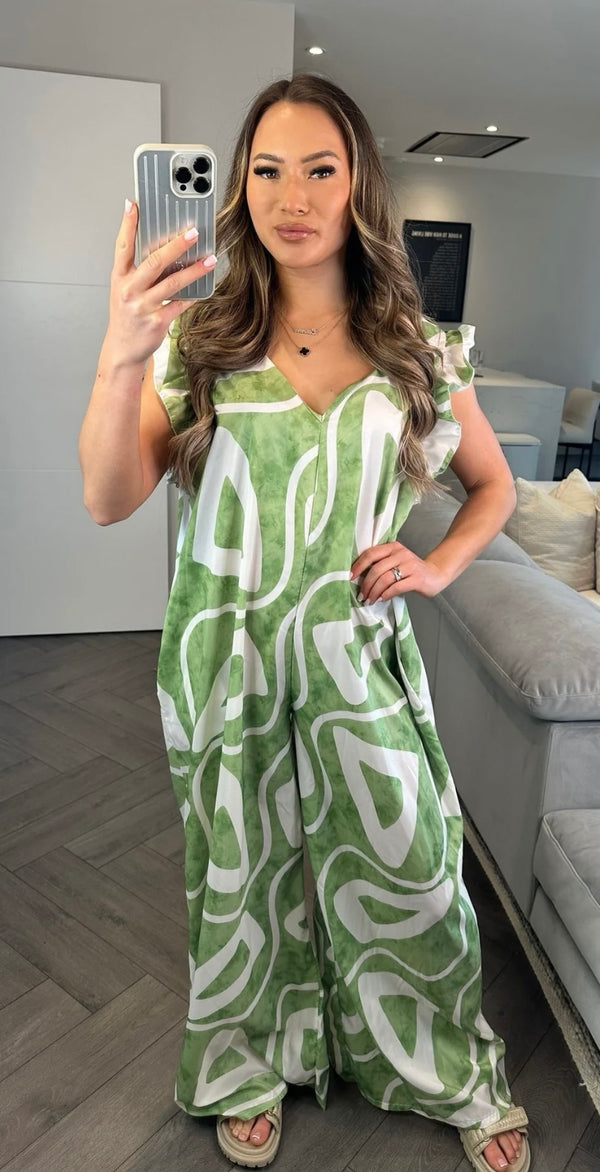 Swirl print jumpsuit - mint
