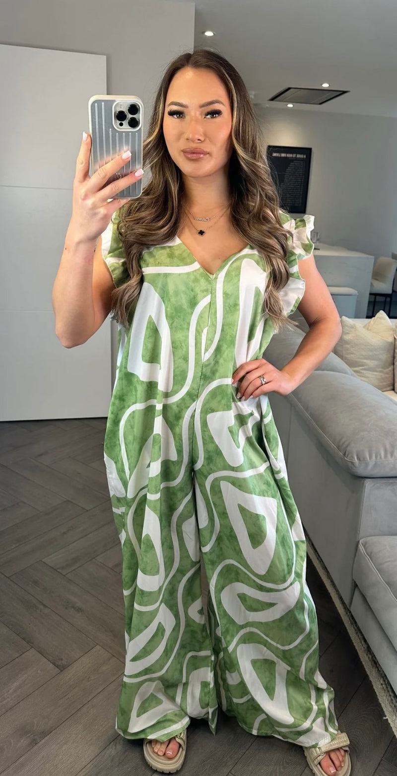 Swirl print jumpsuit - mint