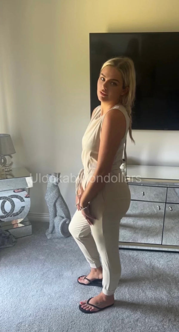 Beige airport jumpsuit