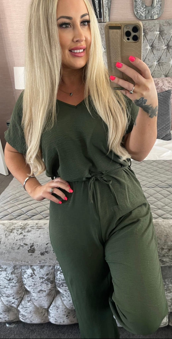 Khaki summer jumpsuit