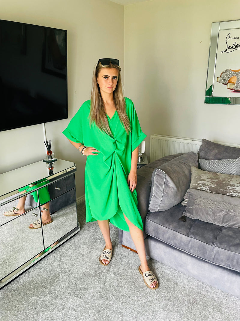 Emerald knot front smock dress
