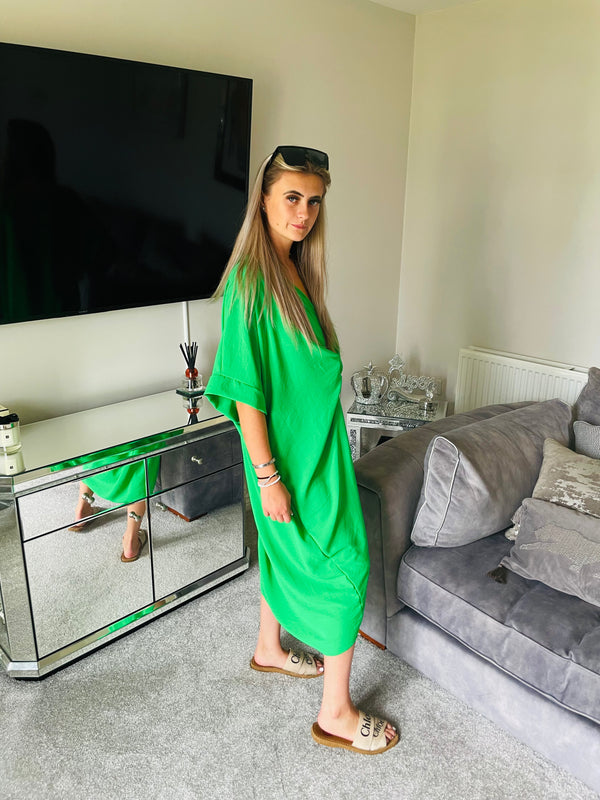 Emerald knot front smock dress