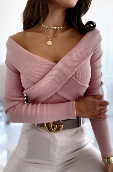 RIBBED BODYCON OFF SHOULDER TOP-MAUVE