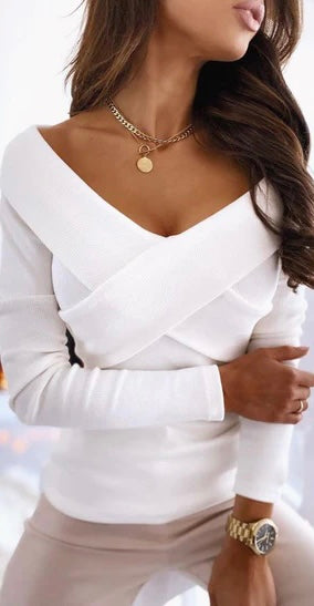 RIBBED BODYCON OFF SHOULDER TOP- WHITE