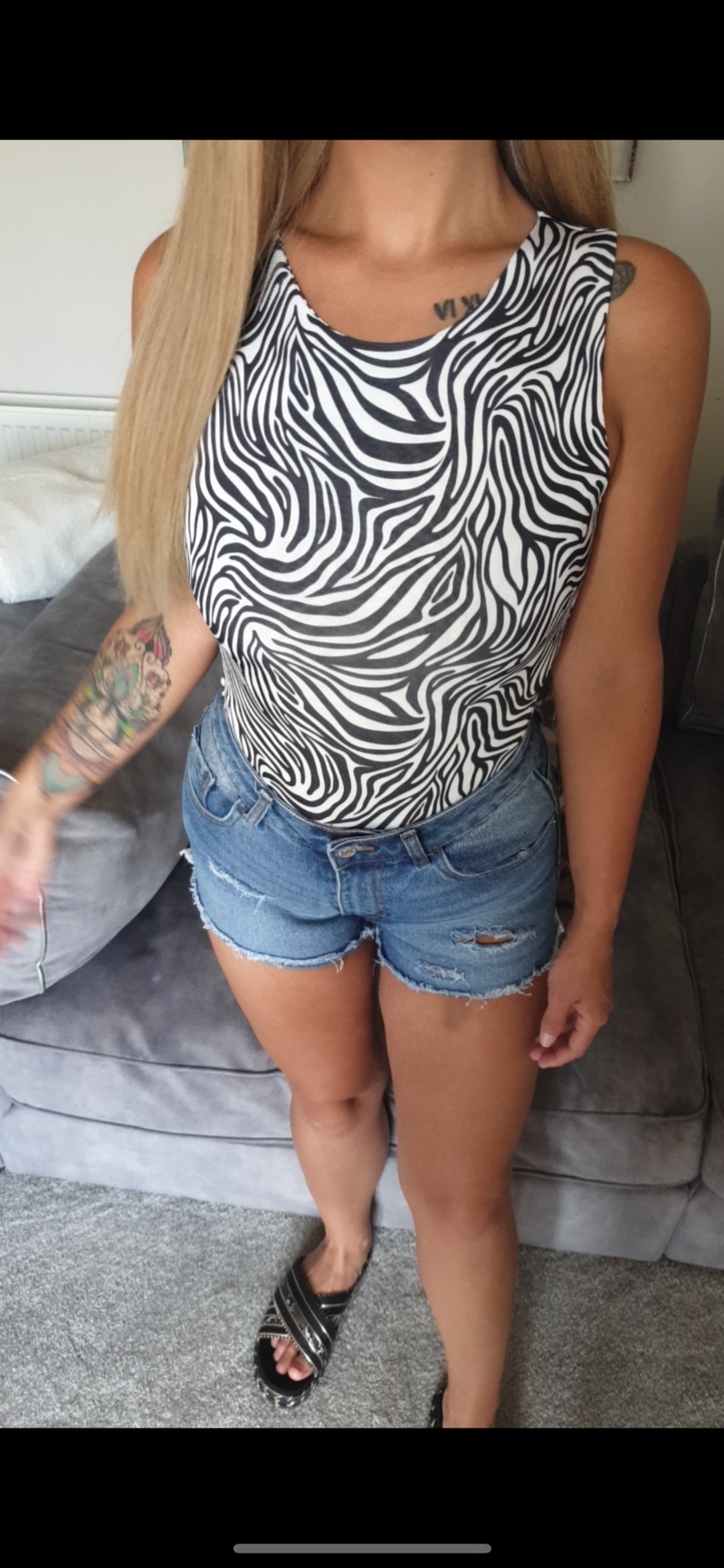 Zebra double layered bodysuit
