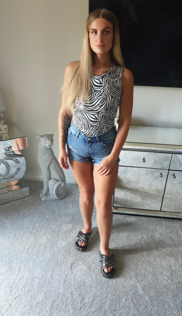Zebra double layered bodysuit