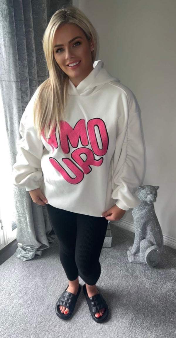 White AMOUR hoodie