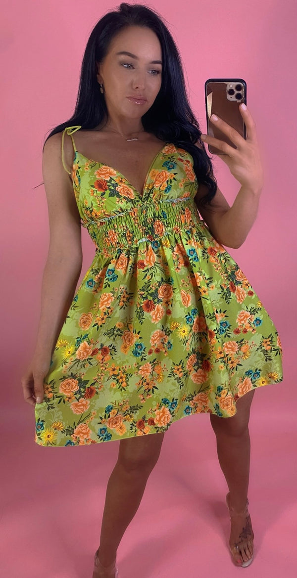 Lime summer floral dress
