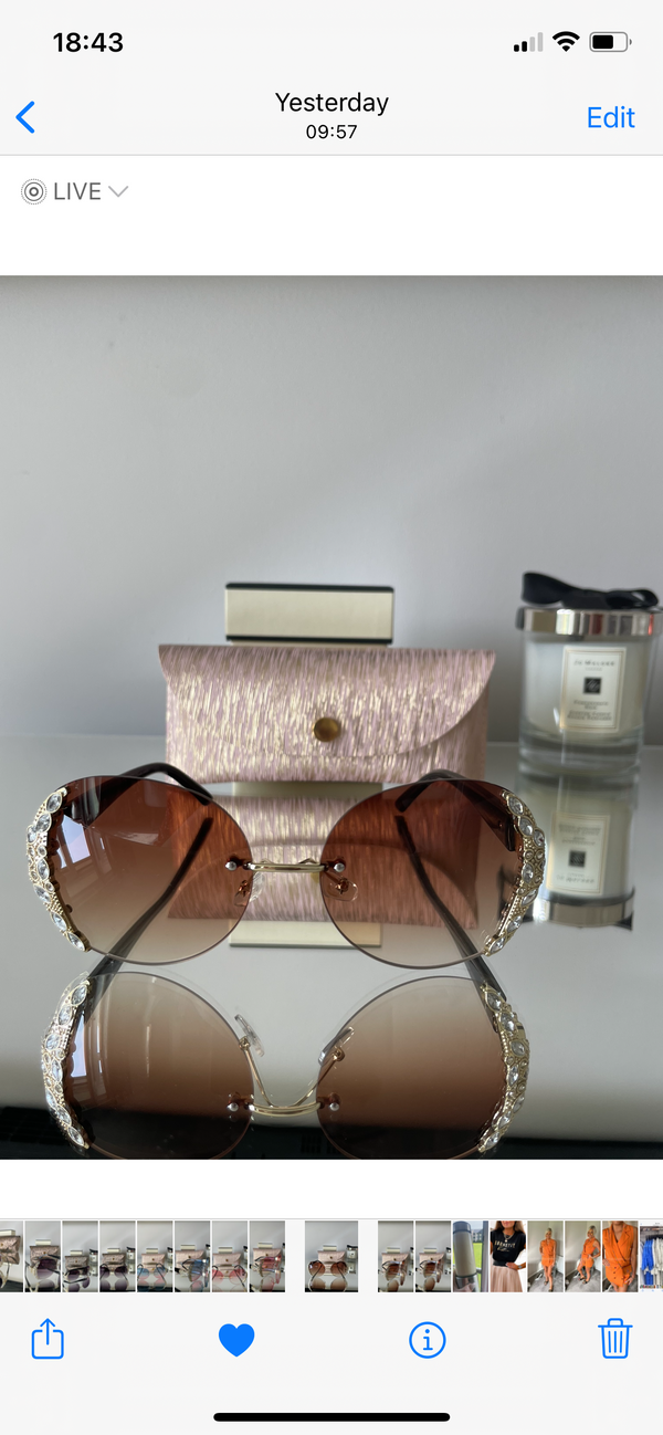 Brown oversized rhinestone sunglasses