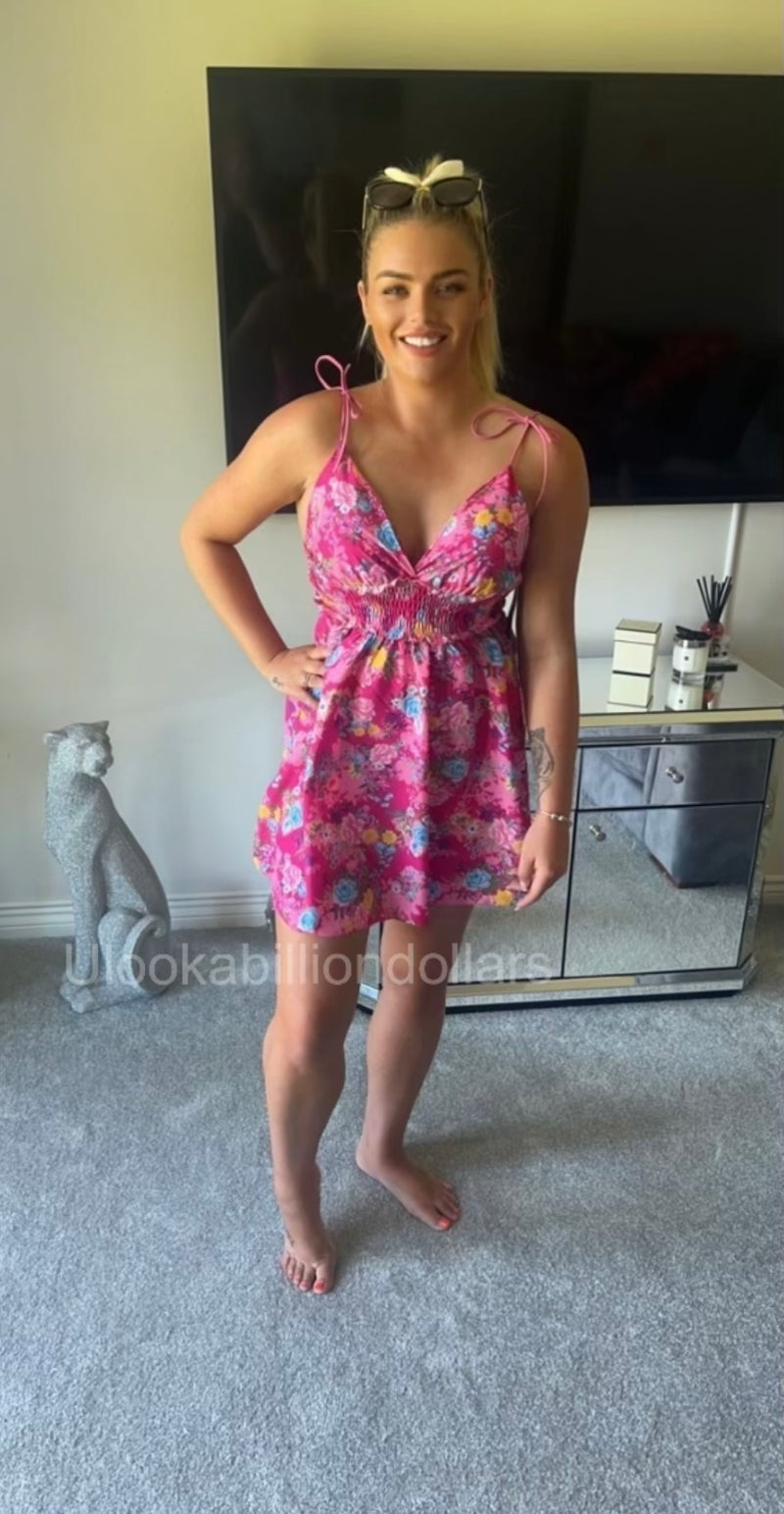 Pink summer floral dress
