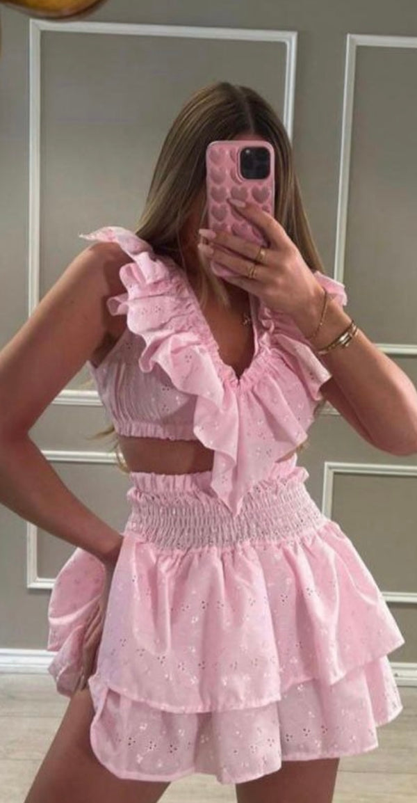 Broderie Anglaise co ord skirt set