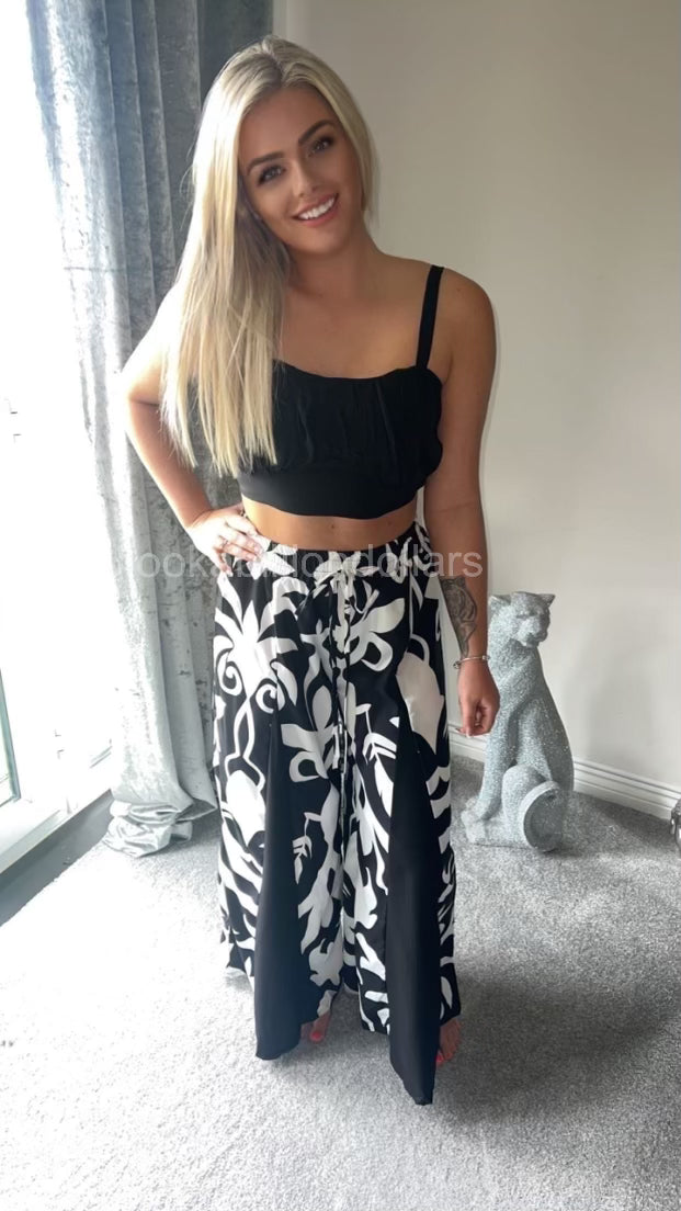 Black and white printed palazzo co ord