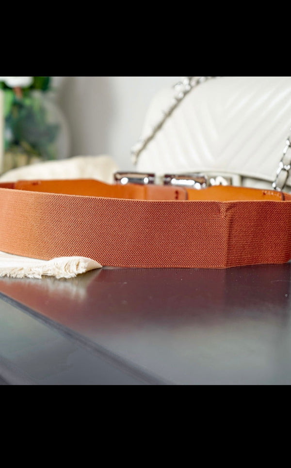Camel elasticated buckle belt