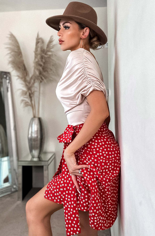 Satin wrap around skirt