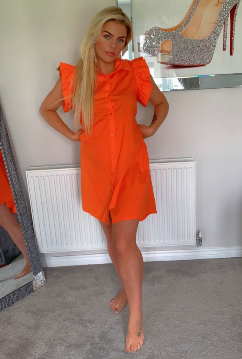 Peaches frill shoulder dress