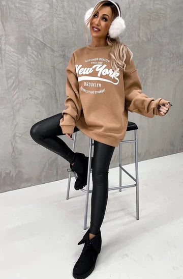 KELLY OVERSIZED 'NY' PRINTED JUMPER SWEATSHIRT
