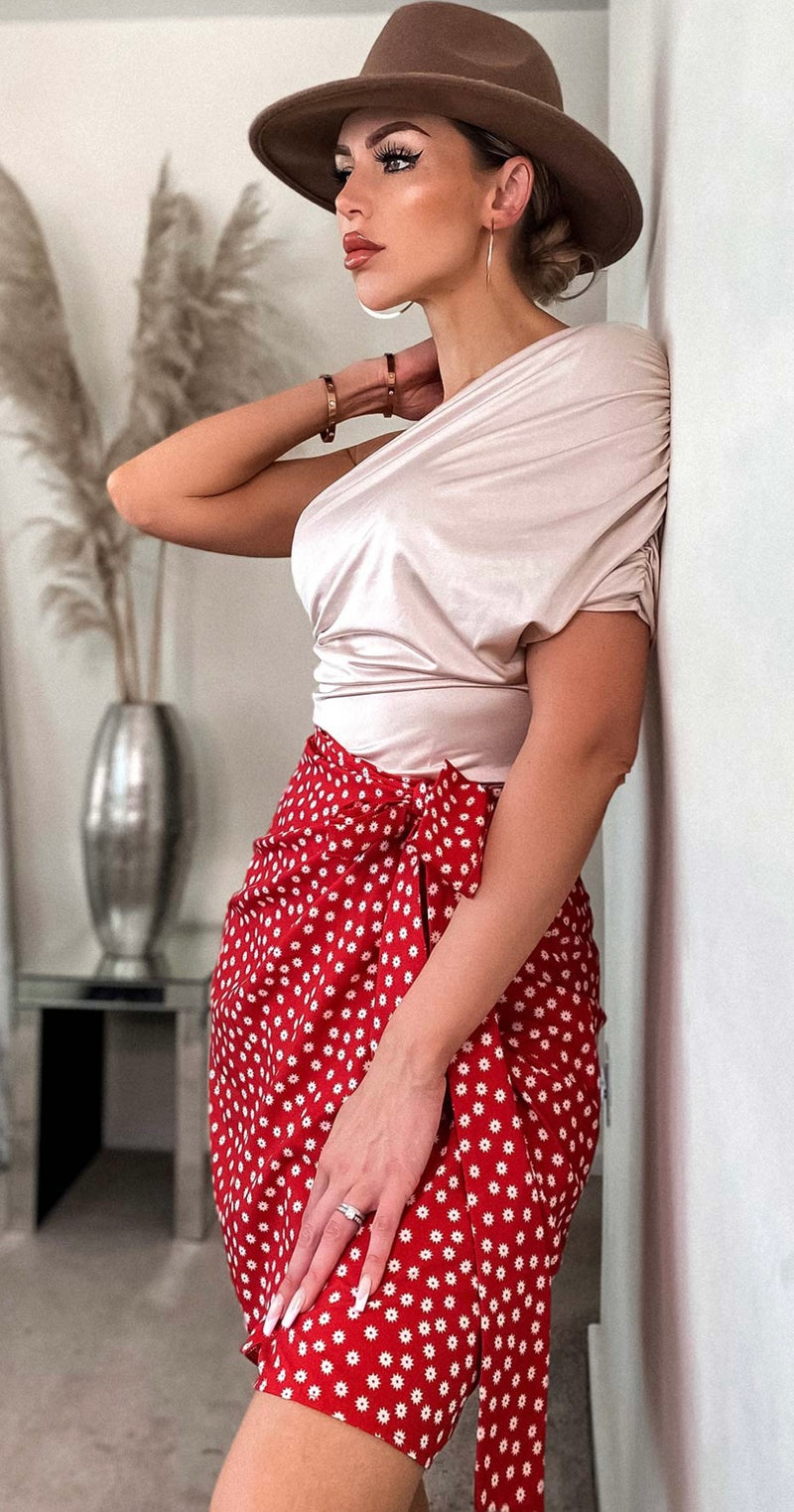 Satin wrap around skirt