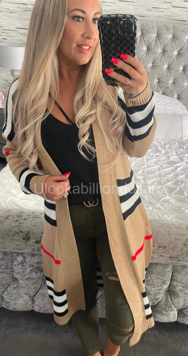 Longline camel cardigan