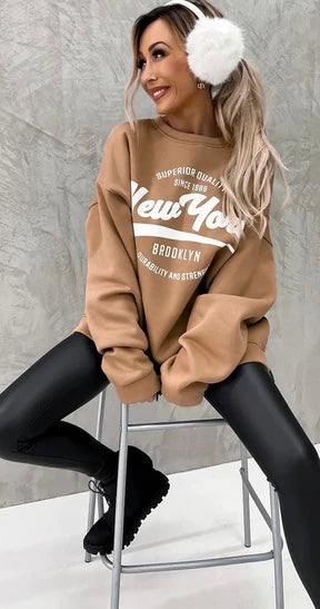 KELLY OVERSIZED 'NY' PRINTED JUMPER SWEATSHIRT