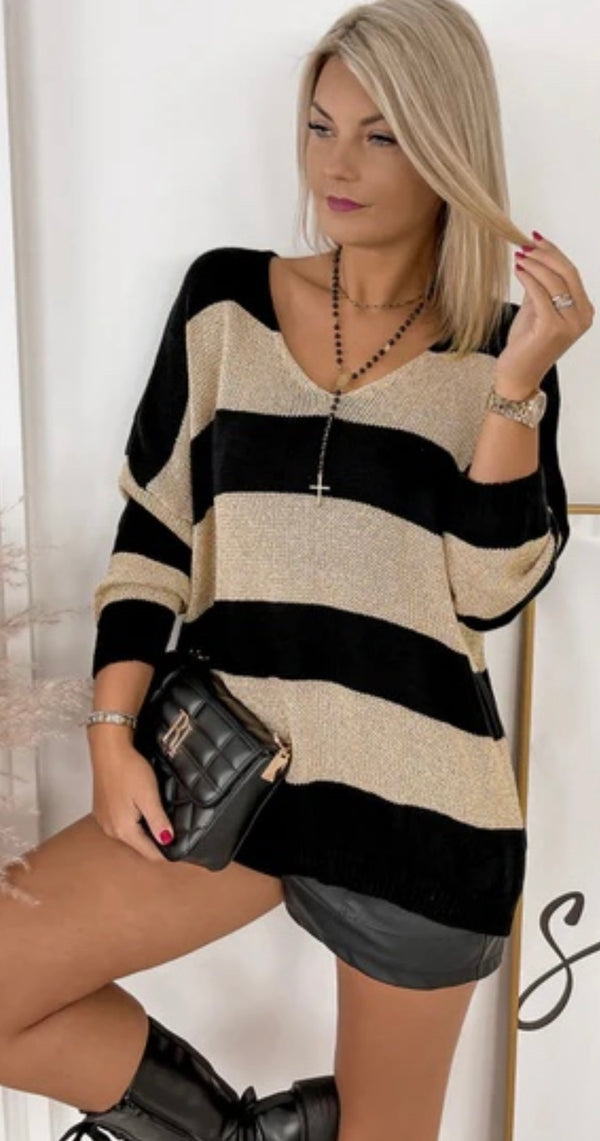 NEVAEH SHIMMER KNITTED JUMPER SWEATER PULLOVER TOP