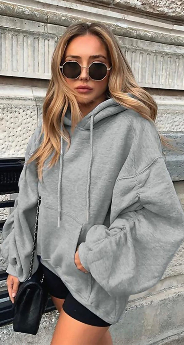 Oversized ruche sleeve hoodie