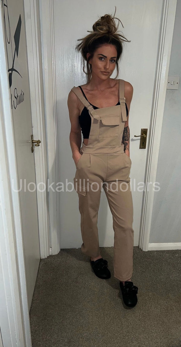 Beige combat style dungarees